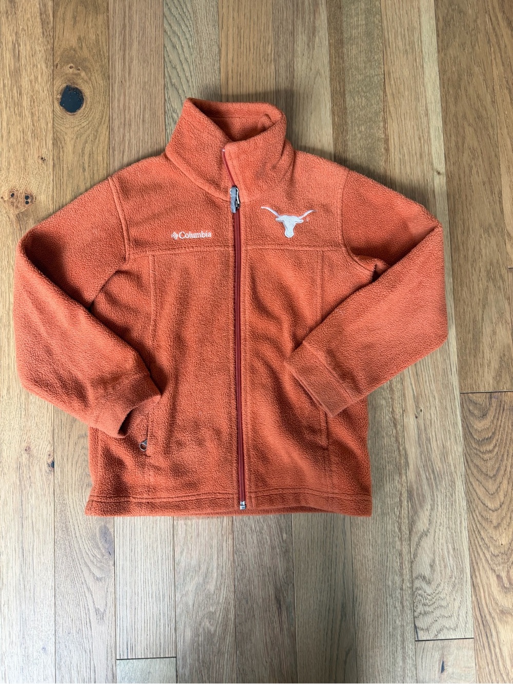 Columbia Orange Full-Zip Kids Fleece Jacket with White Longhorn Logo